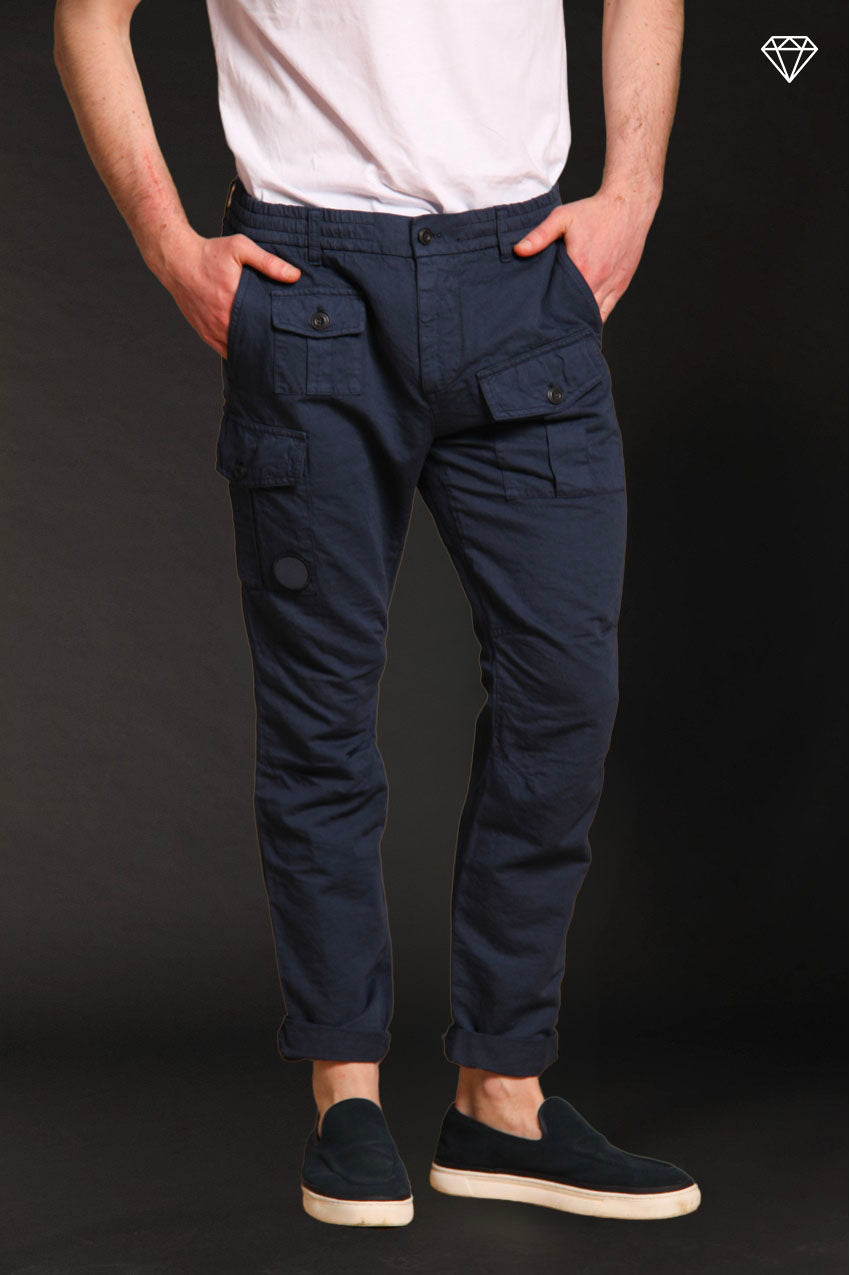 George Elax Herren-Cargohose aus Baumwolle-Hanf-Mischung logo edition Carrot Fit ①