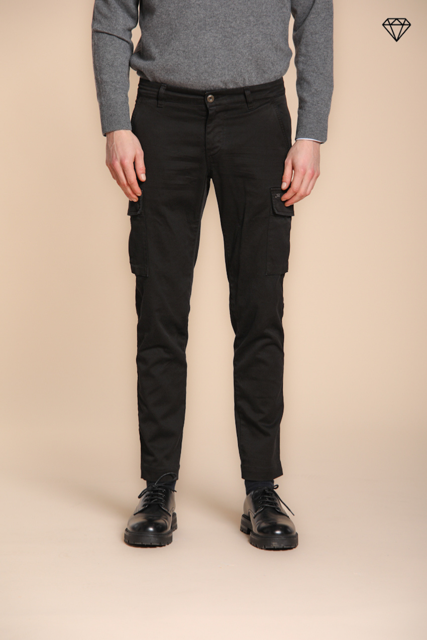 slim fit dress slacks Men's Cargo Trousers Chile Black in Gabardine ①