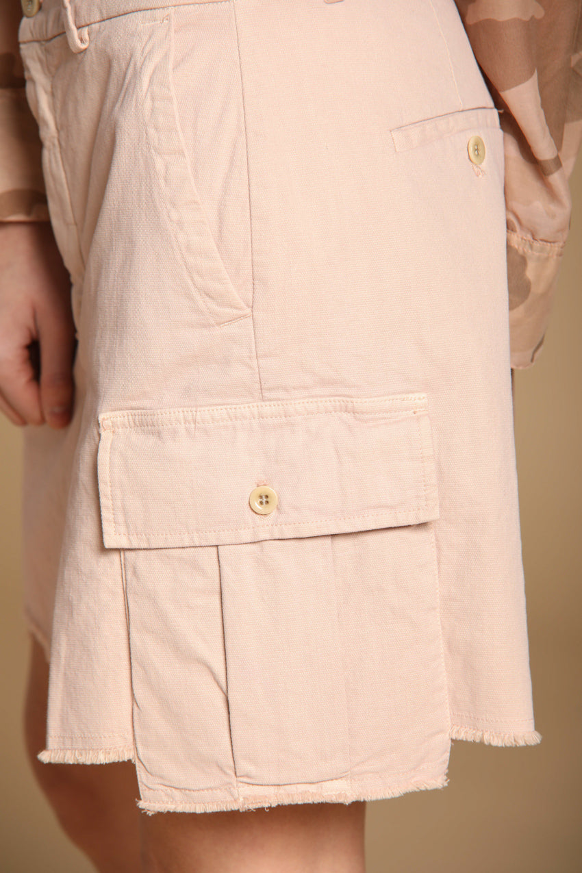 Judy women's cargo bermuda shorts in flame cotton panama fabric