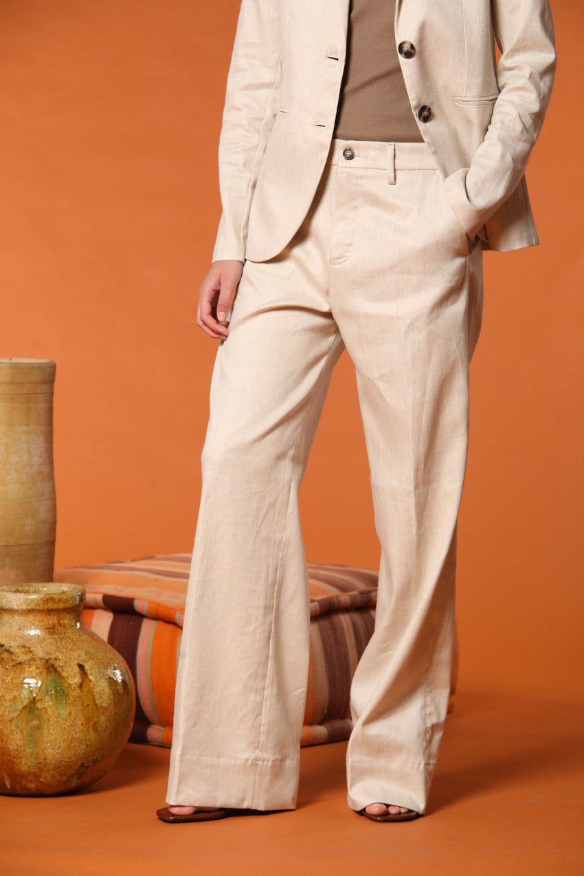 New York Studio women's Chino pants in cotton-linen twill Wide Leg