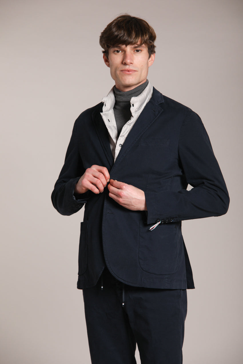 Blazer Man Da Vinci Navy Blue in Stretch Gabardine