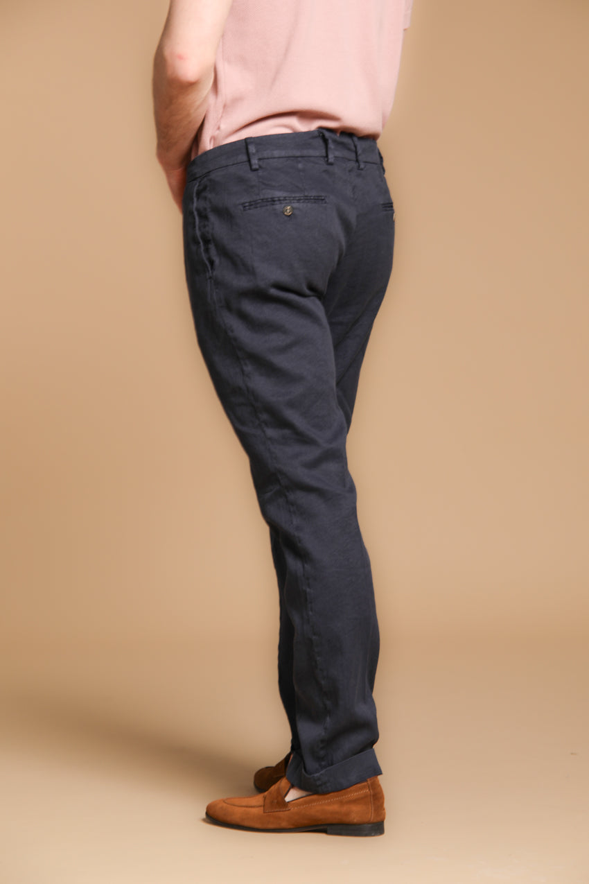 New York Time 1 Pinces men's chino pants in linen and cotton twill regular fit
