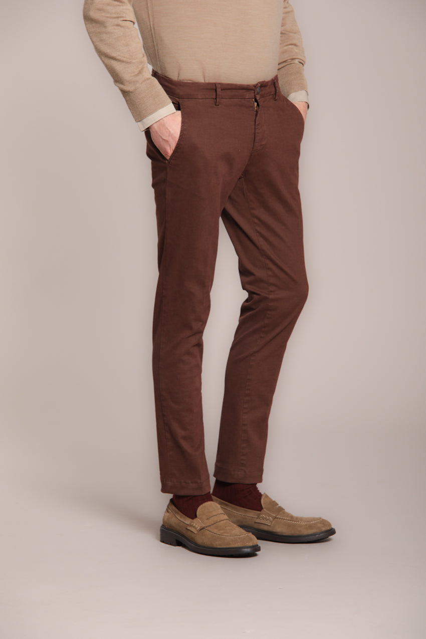 Chino Pants Man Milano Cocoa in Stretch Gabardine ①