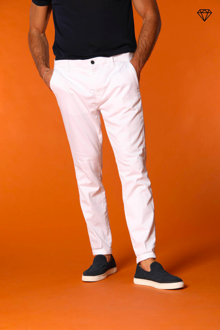 Osaka men's chino pants in fine cotton and tencel tricotine carrot fit ①