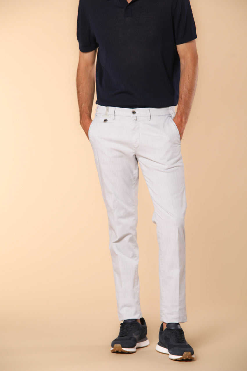 Torino Prestige men's chino pants in cotton and lyocell mouliné houndstooth print slim fit