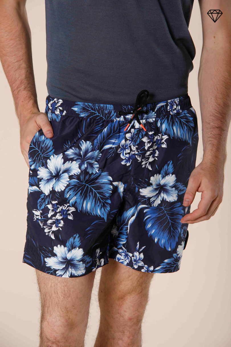 Immagine 2 di Versilia Beach costume da mare uomo in poliestere pattern fiori blu regular colore blu scuro di Mason's