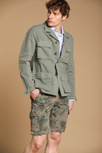 Chile bermuda cargo uomo in cotone fantasia hawaii color tiffany slim fit