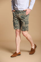 Chile bermuda cargo uomo in cotone fantasia hawaii color tiffany slim fit