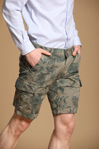 Chile bermuda cargo uomo in cotone fantasia hawaii color tiffany slim fit