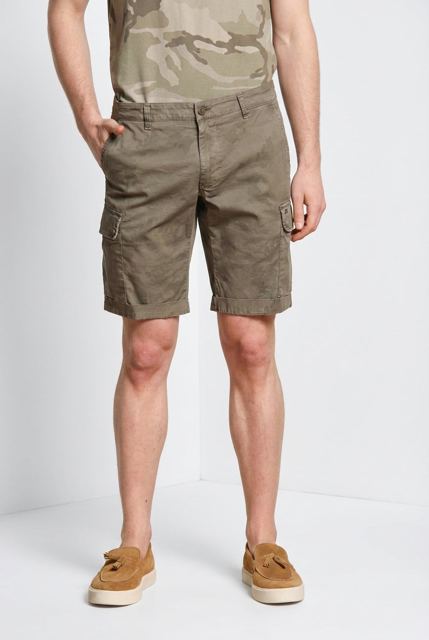 Chile men's cargo bermuda shorts in cotton with camou pattern slim fit ①