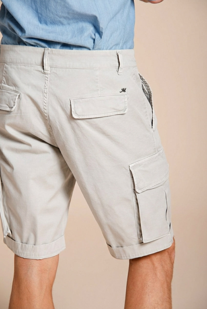 Chile men's cargo bermuda stretch satin slim fit ①