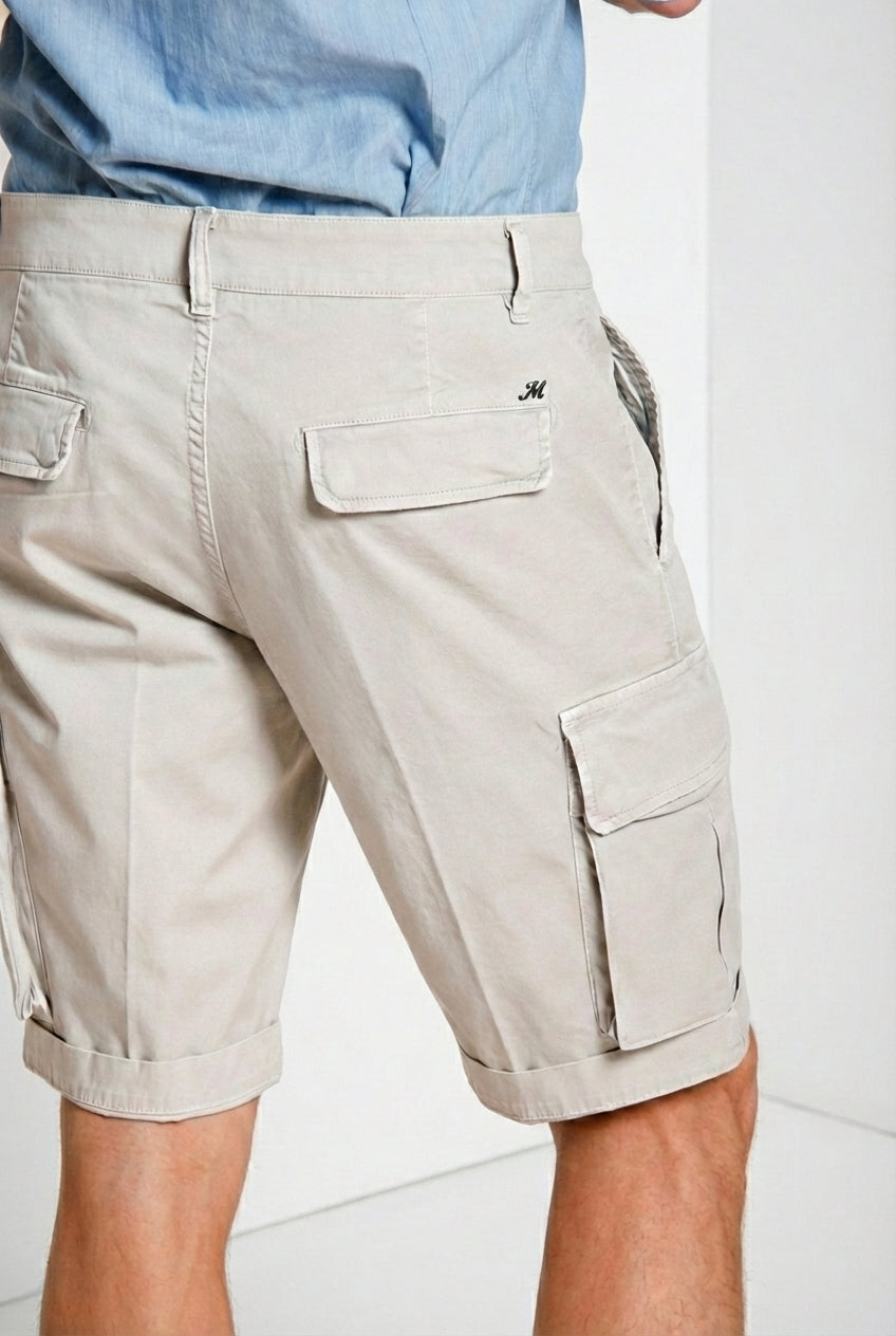 Chile bermuda cargo homme en satin stretch slim fit ①