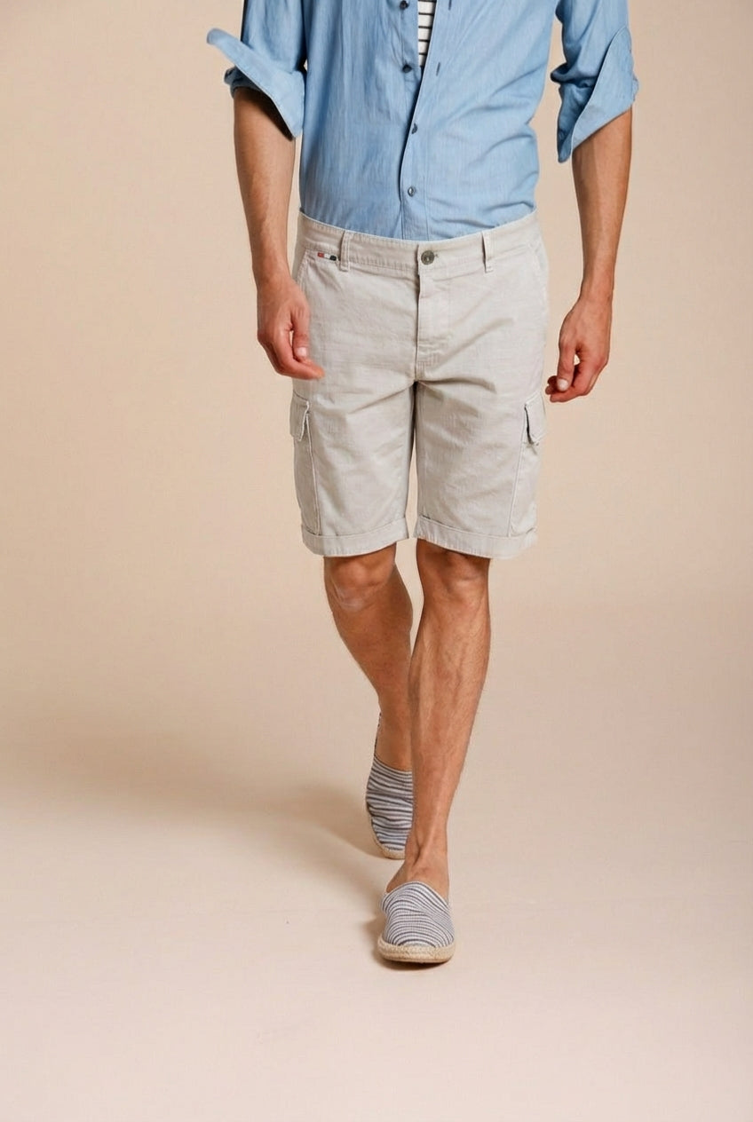 Chile men's cargo bermuda stretch satin slim fit ①