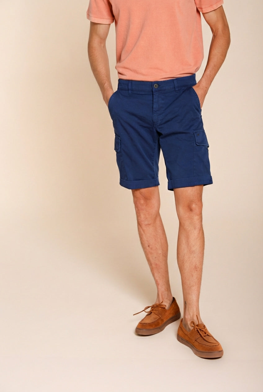 Chile men's cargo bermuda in stretch satin slim fit ①