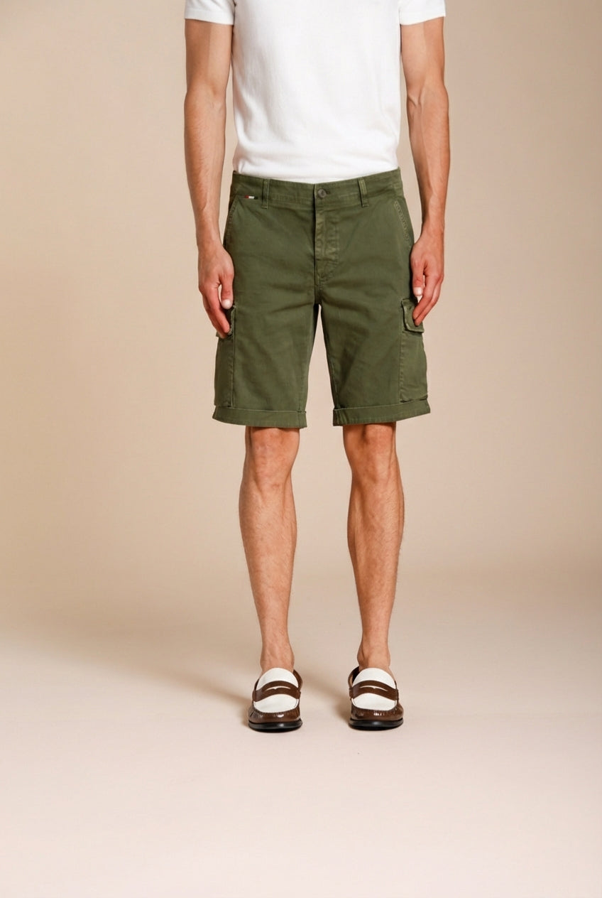 Chile men's cargo bermuda in stretch satin slim fit ①