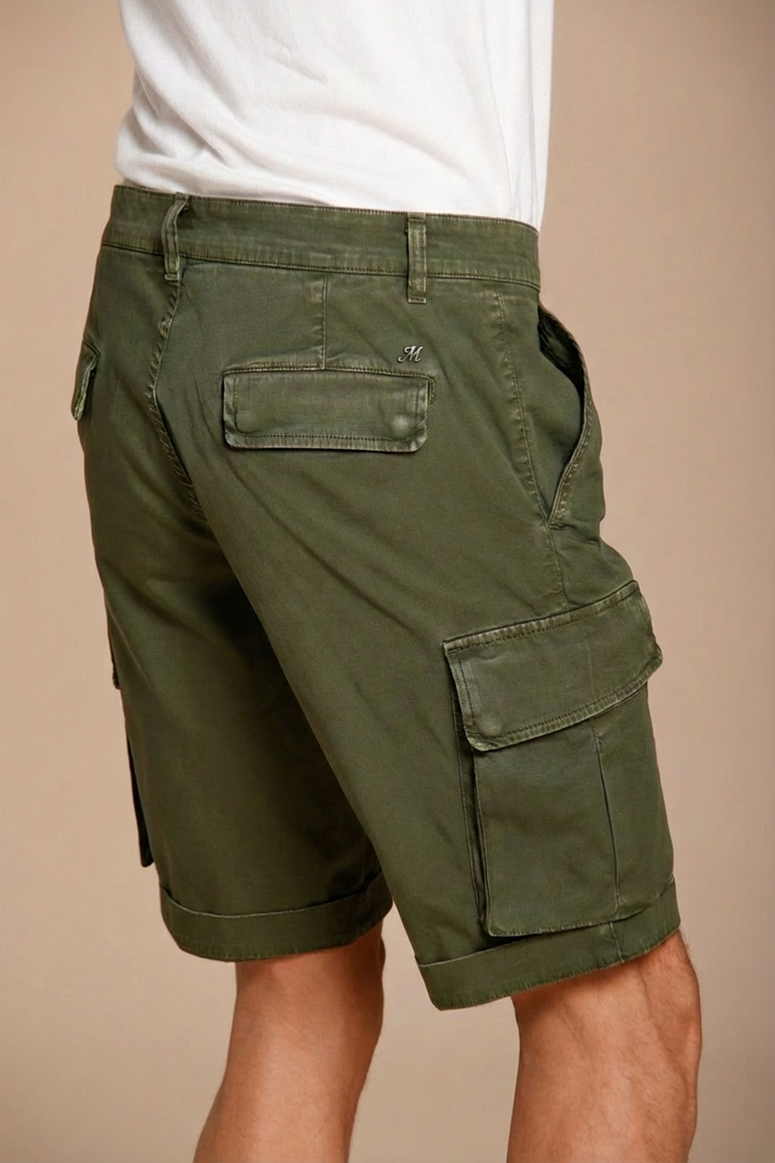 Chile men's cargo bermuda in stretch satin slim fit ①