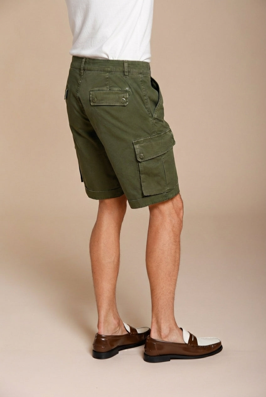 Chile men's cargo bermuda in stretch satin slim fit ①