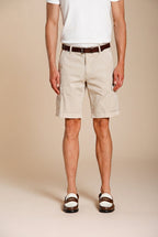 Chile men's cargo bermuda stretch satin slim fit ①