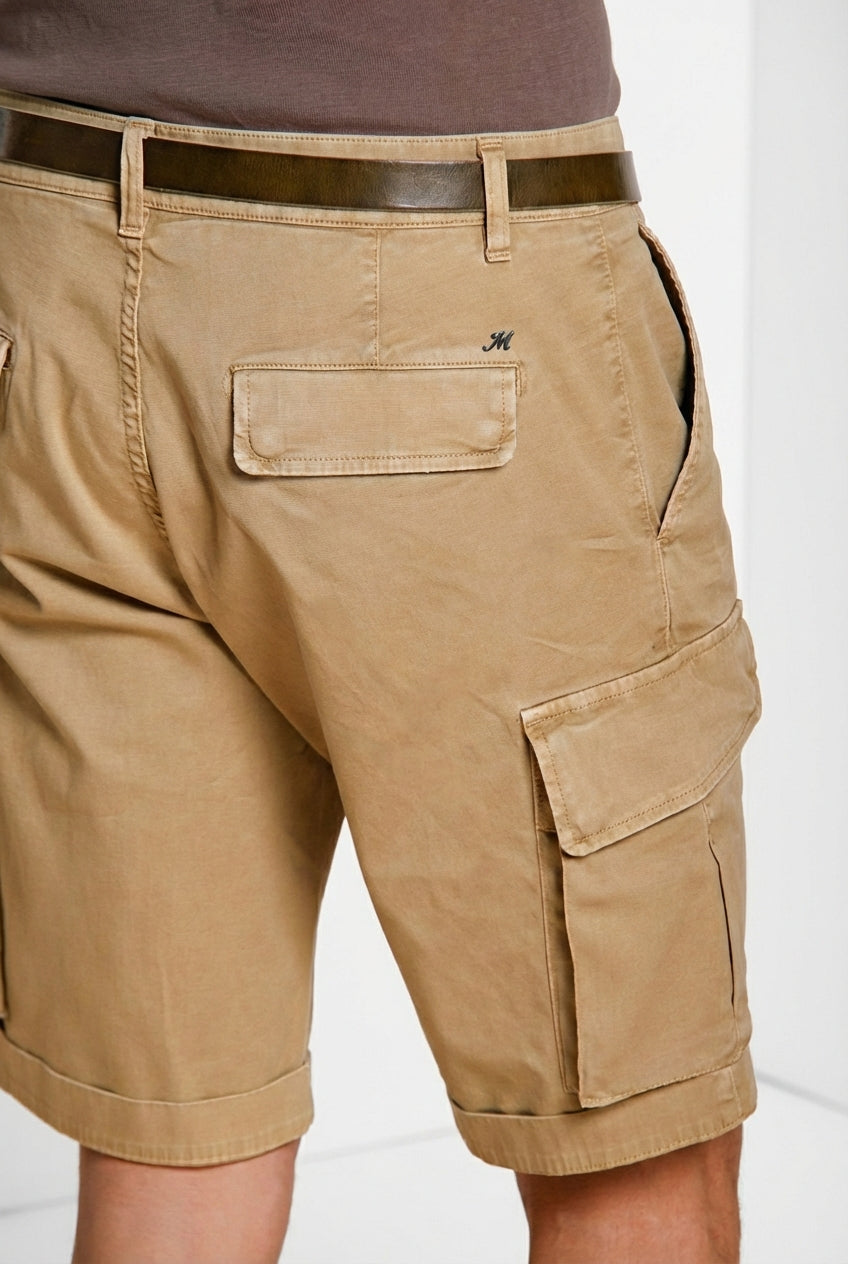 Chile men's cargo bermuda stretch satin slim fit ①