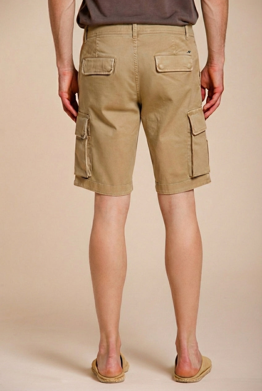 Chile men's cargo bermuda stretch satin slim fit ①