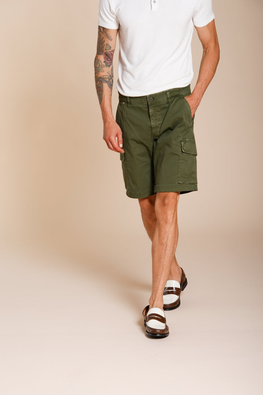 Chile men's cargo bermuda in stretch satin slim fit ①