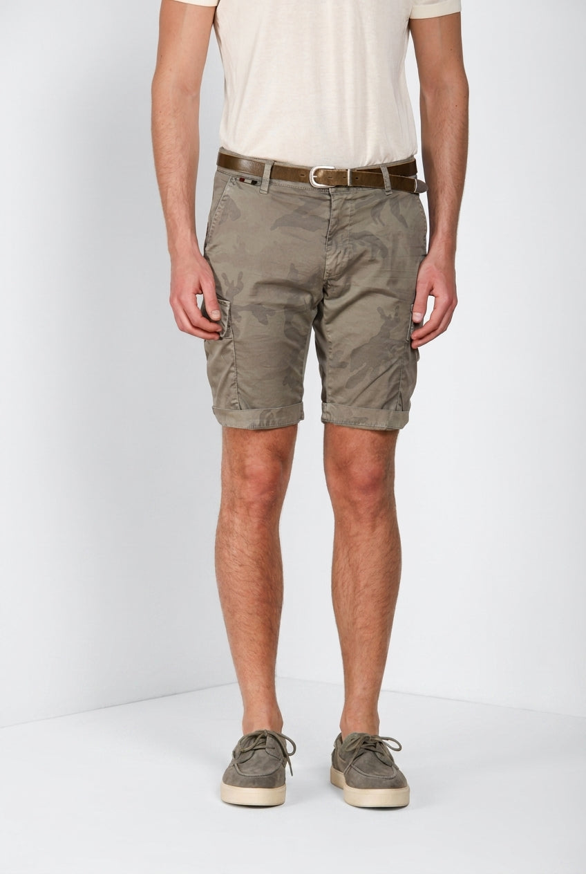 Chile men's cargo bermuda camouflage print twill slim fit ①