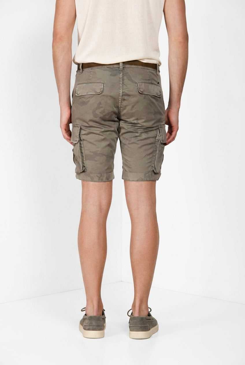 Chile men's cargo bermuda camouflage print twill slim fit ①