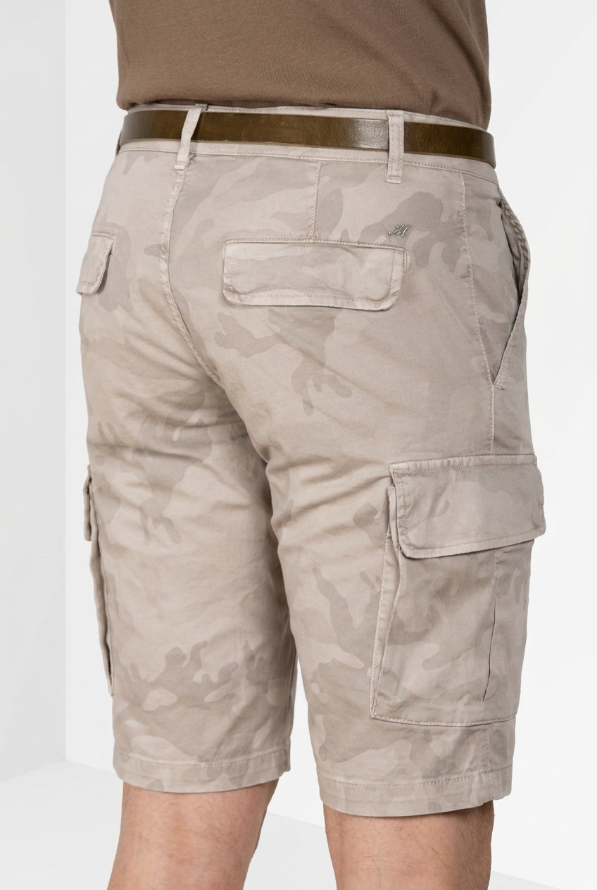 Chile men's cargo bermuda in camouflage print twill slim fit ①
