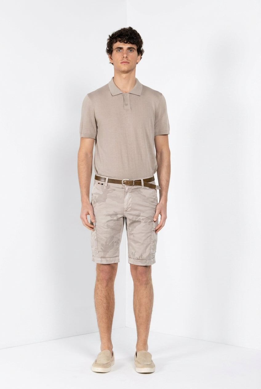 Chile men's cargo bermuda in camouflage print twill slim fit ①