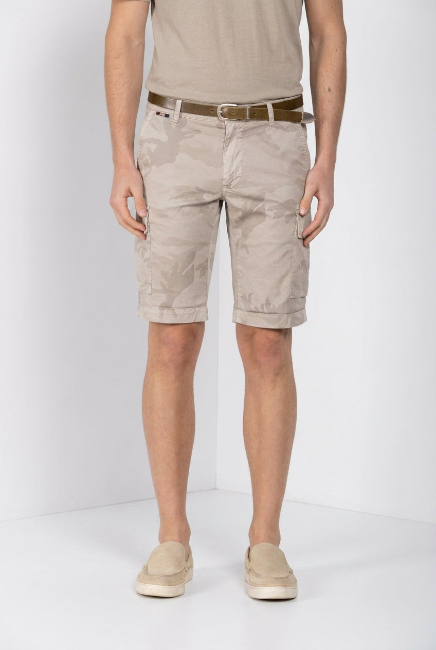 Chile men's cargo bermuda in camouflage print twill slim fit ①