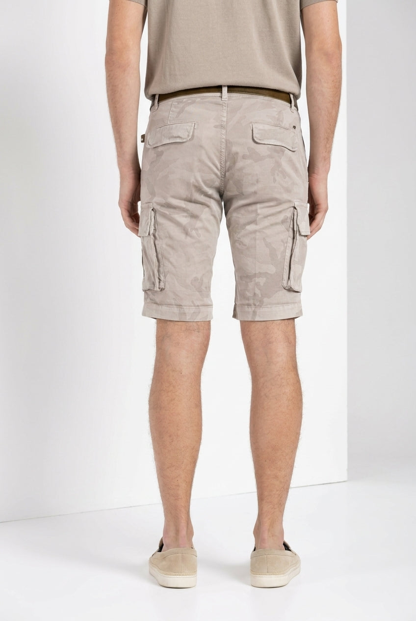 Chile men's cargo bermuda in camouflage print twill slim fit ①