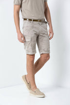 Chile men's cargo bermuda in camouflage print twill slim fit ①