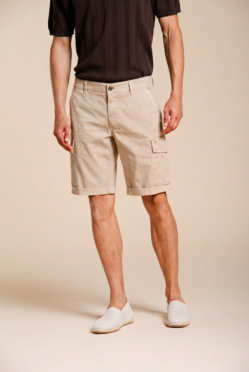 Chile men's cargo bermuda in stretch satin slim fit ①