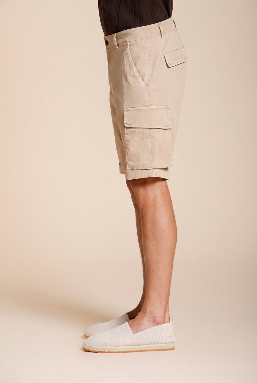 Chile men's cargo bermuda in stretch satin slim fit ①