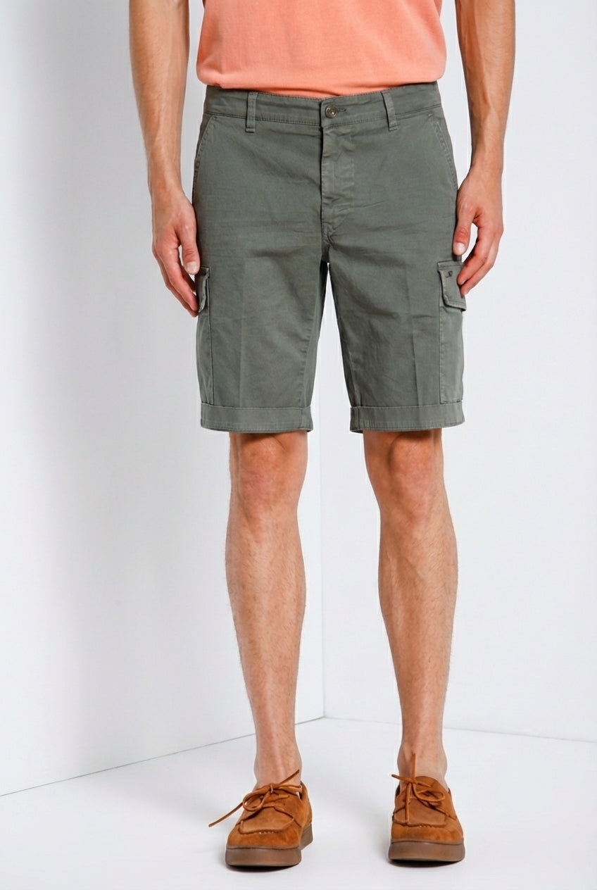 Chile men's cargo bermuda in stretch satin slim fit ①