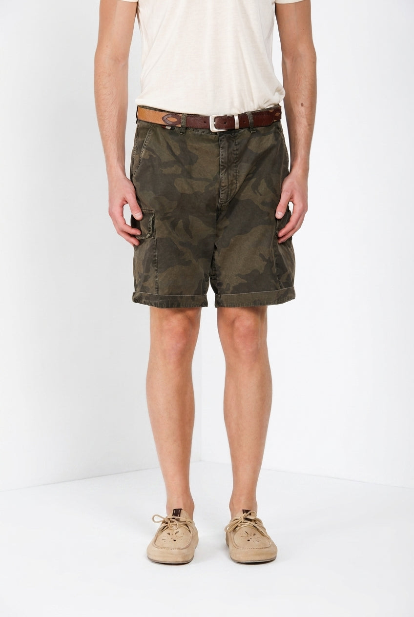 Chile M74 men's cargo bermuda in camouflage print canvas relaxed fit