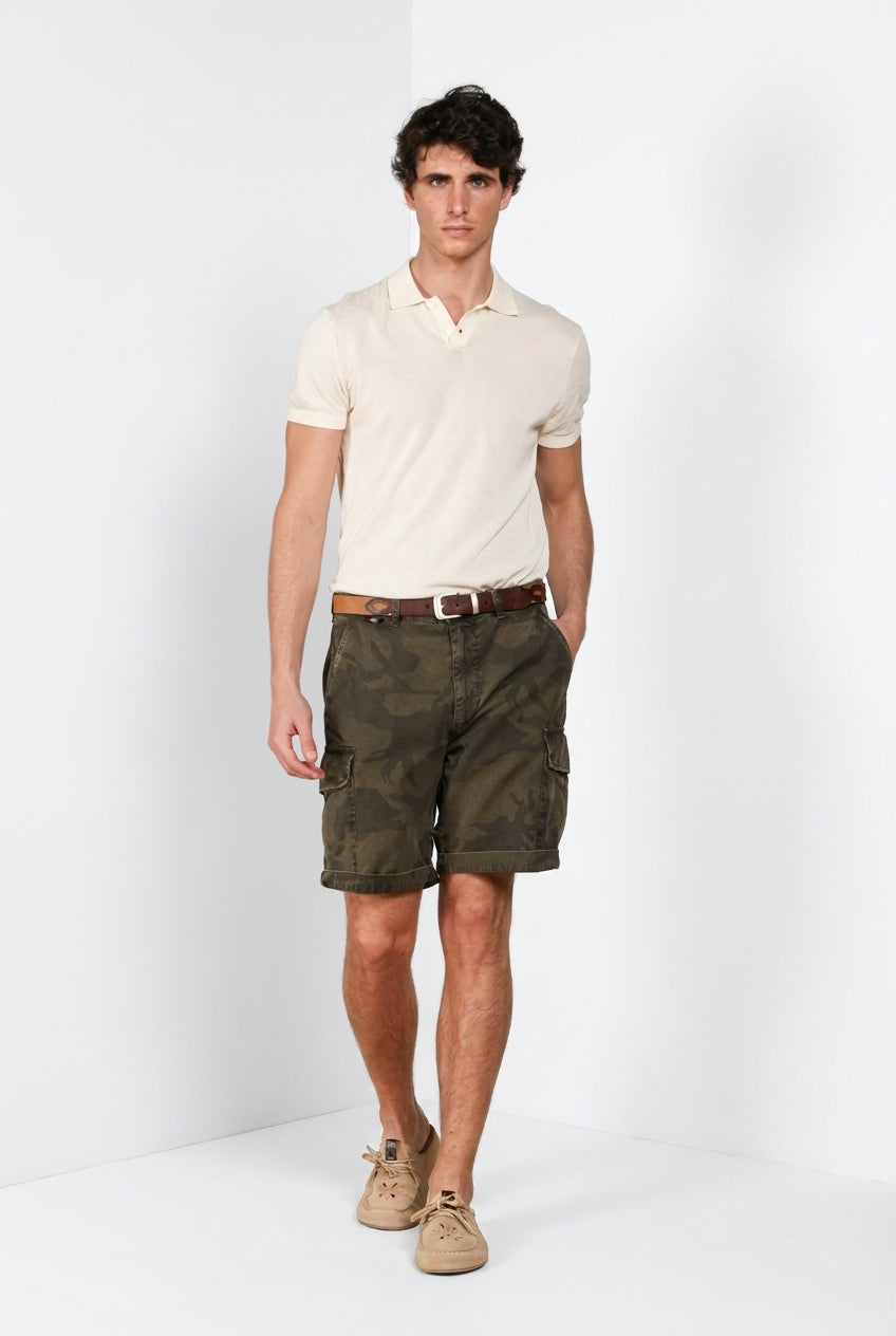 Chile M74 men's cargo bermuda in camouflage print canvas relaxed fit