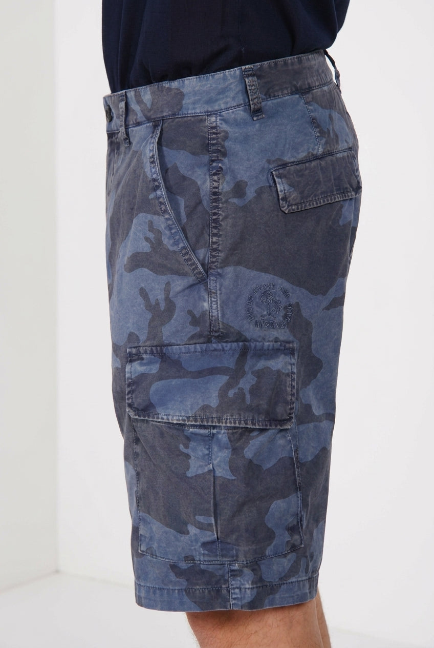 Chile M74 men's cargo bermuda in canvas camouflage print relaxed fit