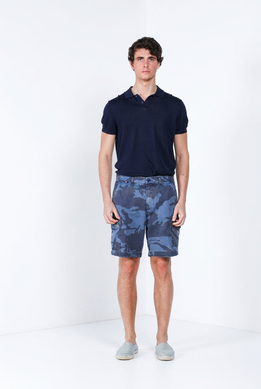 Chile M74 men's cargo bermuda in canvas camouflage print relaxed fit