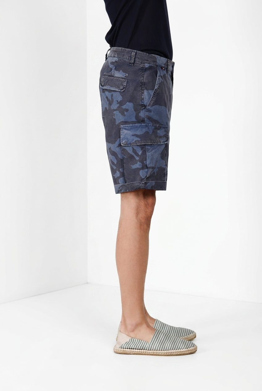 Chile M74 men's cargo bermuda in canvas camouflage print relaxed fit