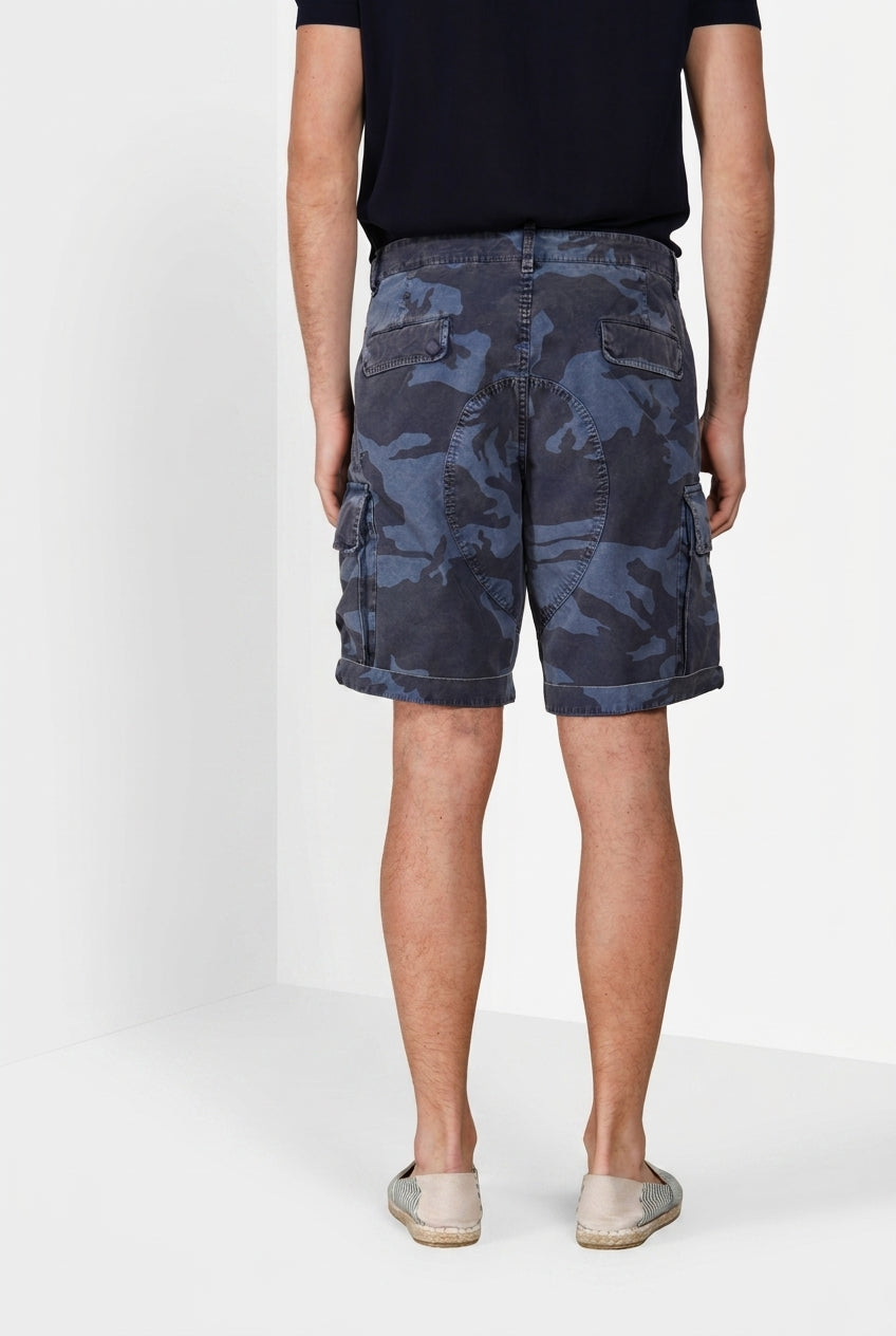 Chile M74 men's cargo bermuda in canvas camouflage print relaxed fit