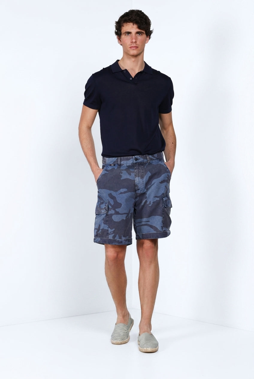 Chile M74 men's cargo bermuda in canvas camouflage print relaxed fit