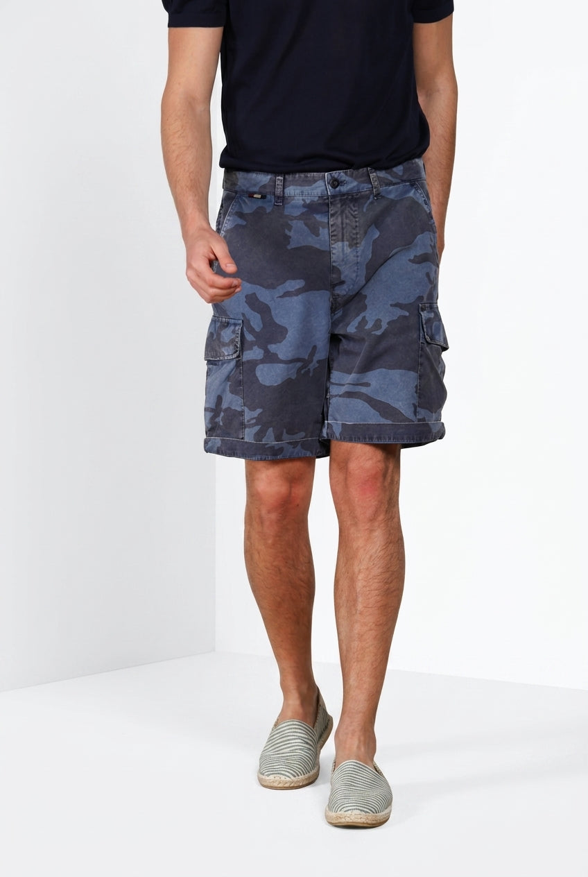Chile M74 men's cargo bermuda in canvas camouflage print relaxed fit