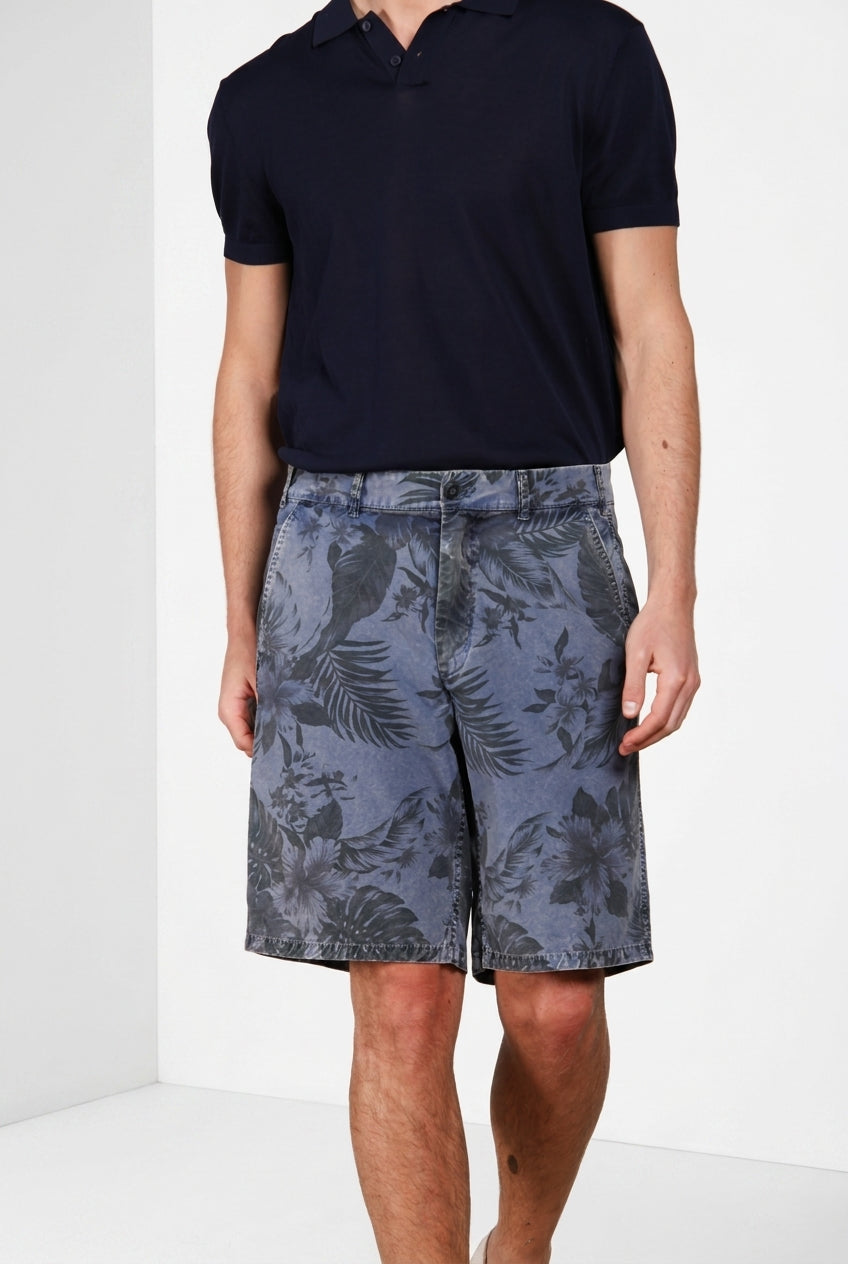 Denver M74 men's cargo bermuda in canvas hawaii print relaxed fit