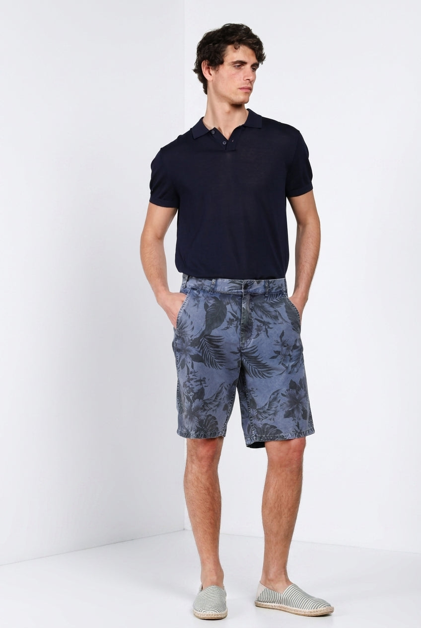 Denver M74 men's cargo bermuda in canvas hawaii print relaxed fit