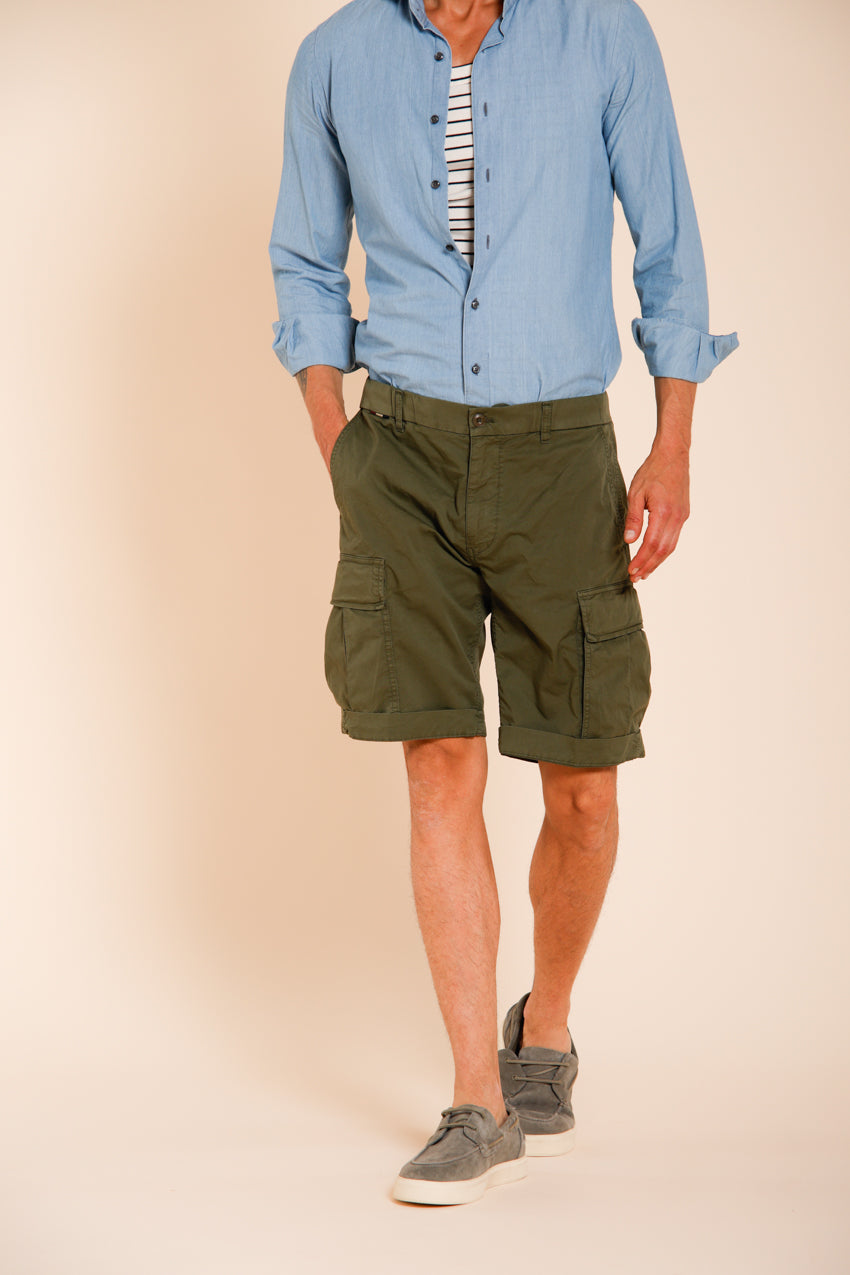 Cargo M74 men's cargo bermuda in gabardine stretch relaxed fit
