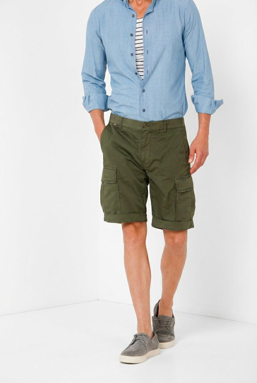 Cargo M74 men's cargo bermuda in gabardine stretch relaxed fit