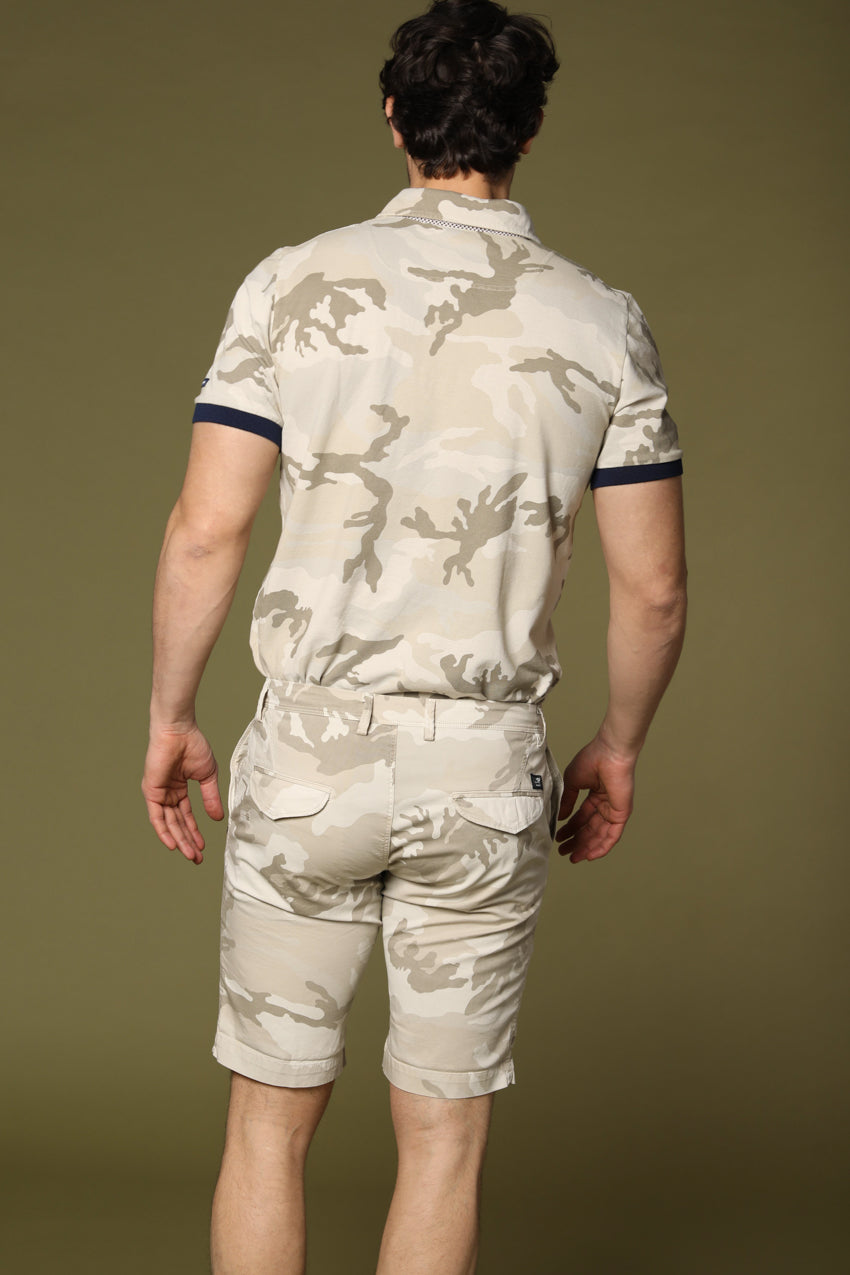 Polo Print hombre en piqué con camuflaje blanco