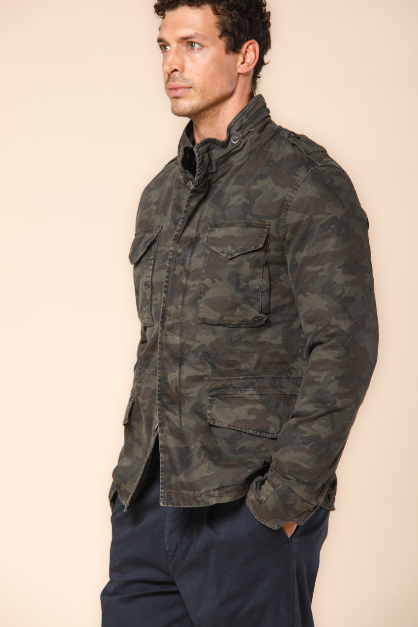 Jacket M74 Field Jacket hombre en satén con estampado de camuflaje ajuste slim