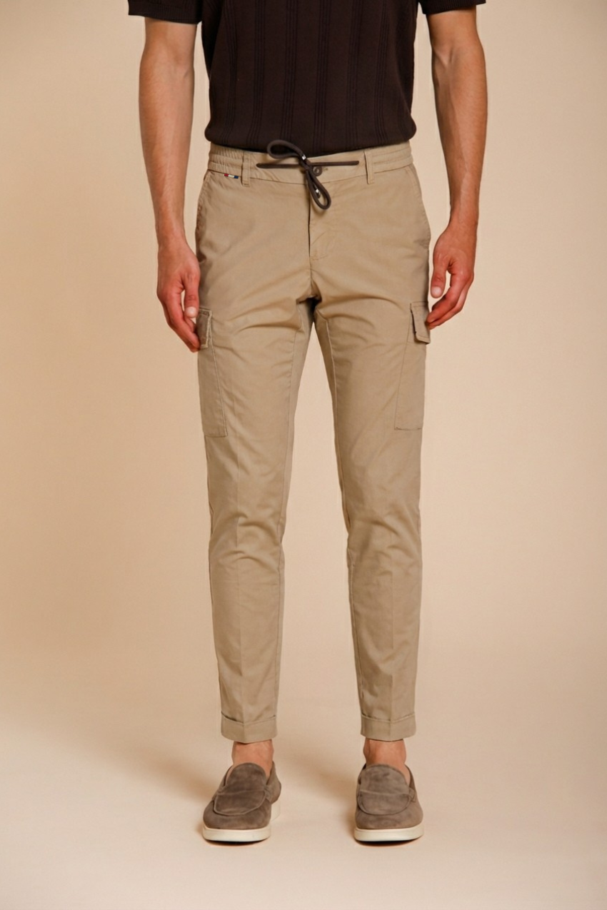 Chile Jogger men's cargo pants in lyocell and cotton parachute canvas extra slim fit